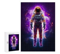 Jigsaw Puzzles for Adults 300 PCS Magenta Neon Astronaut Adult Puzzles Brain Teaser Game Presents for Women Gifts for Friends And Family 300 PCS