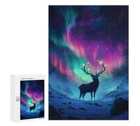 Jigsaw Puzzles for Adults 300 PCS Magical Aurora Deer Nature Adult Puzzles Brain Teaser Game Presents for Women Gifts for Friends And Family 300 PCS