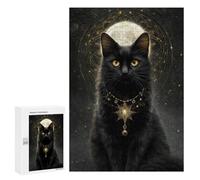 Jigsaw Puzzles for Adults 300 PCS Magical Black Cat Necklace Puzzles for Teenagers Precision Cutting Difficult And Challenge Birthday And Unique Gifts 300 PCS