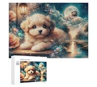 Jigsaw Puzzles for Adults 300 PCS Magical Night Puppy Dreamscape Jigsaws for Adults Fun Games Perfect Decoration Challenging To Complete 300 PCS