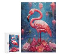 Jigsaw Puzzles for Adults 300 PCS Magical Pink Flamingo Paradise Jigsaw Puzzle Family Game But Fun And Humorous Birthday Present, Gifts, 300 PCS