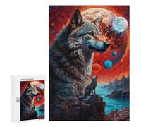 Jigsaw Puzzles for Adults 300 PCS Many Moons Lone Wolf Adult Jigsaw Puzzle Relax Games Wall Decoration Gifts for Friends And Family 300 PCS