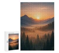 Jigsaw Puzzles for Adults 300 PCS Mountain Sunrise with Foggy Forest Puzzle for Adults Hands-on Game Wall Decoration Fun Activities at Home 300 PCS