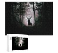 Jigsaw Puzzles for Adults 300 PCS Mystical Forest Deer Silhouette Jigsaws for Adults Fun Games Perfect Decoration Challenging To Complete 300 PCS