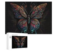 Jigsaw Puzzles for Adults 300 PCS Neon Butterfly Artwork Jigsaw Relaxing Games Analysis And Logic Unique Birthday And Xmas Gifts 300 PCS