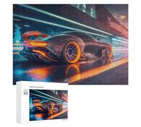 Jigsaw Puzzles for Adults 300 PCS Neon Future Racing Car -4 Jigsaw Relaxing Games Analysis And Logic Unique Birthday And Xmas Gifts 300 PCS