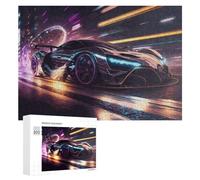 Jigsaw Puzzles for Adults 300 PCS Neon Future Racing Car Jigsaw Relaxing Games Analysis And Logic Unique Birthday And Xmas Gifts 300 PCS