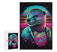 Jigsaw Puzzles for Adults 300 PCS Neon Otter Portrait Jigsaw Relaxing Games Analysis And Logic Unique Birthday And Xmas Gifts 300 PCS