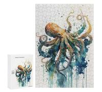 Jigsaw Puzzles for Adults 300 PCS Octopus in Watercolor Adult Puzzles Brain Teaser Game Presents for Women Gifts for Friends And Family 300 PCS