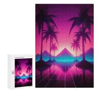 Jigsaw Puzzles for Adults 300 PCS Palm Tree Retrowave Adult Puzzles Brain Teaser Game Presents for Women Gifts for Friends And Family 300 PCS
