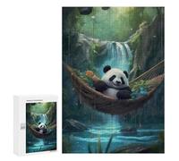 Jigsaw Puzzles for Adults 300 PCS Panda in Hammock Waterfall Adult Jigsaw Puzzle Family Game Presents for Women Birthday Present, Gifts, 300 PCS