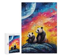 Jigsaw Puzzles for Adults 300 PCS Pandas Under A Cosmic Sky Jigsaw Relaxing Games Analysis And Logic Unique Birthday And Xmas Gifts 300 PCS