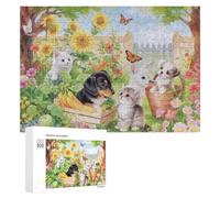 Jigsaw Puzzles for Adults 300 PCS Pet Garden Party Scene Jigsaws for Adults Fun Games Perfect Decoration Challenging To Complete 300 PCS