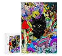 Jigsaw Puzzles for Adults 300 PCS Psychedelic Mushroom Cat Art Print-3 Jigsaw Puzzles for Teenagers Improve Memory Train Your Brain And Hands Stress Reduction Gifts 300 PCS