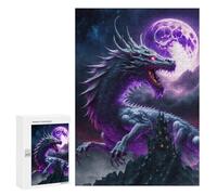 Jigsaw Puzzles for Adults 300 PCS Purple Dragon Castle Moon Jigsaw Relaxing Games Analysis And Logic Unique Birthday And Xmas Gifts 300 PCS