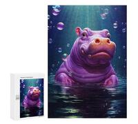 Jigsaw Puzzles for Adults 300 PCS Purple Hippo Underwater Jigsaw Relaxing Games Analysis And Logic Unique Birthday And Xmas Gifts 300 PCS