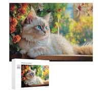 Jigsaw Puzzles for Adults 300 PCS Ragdoll Cat by Window Teenagers Puzzles DIY Toys Home Decoration Unique Birthday And Xmas Gifts 300 PCS