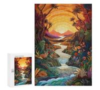 Jigsaw Puzzles for Adults 300 PCS Rainbow River Sunset Jigsaws for Adults Family Games Stress Reliever Birthday Present, Gifts, 300 PCS