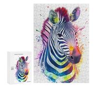 Jigsaw Puzzles for Adults 300 PCS Rainbow Zebra Watercolor Adult Puzzles Brain Teaser Game Presents for Women Gifts for Friends And Family 300 PCS