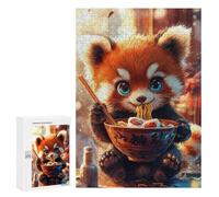Jigsaw Puzzles for Adults 300 PCS Red Panda Eating Ramen Adult Jigsaw Puzzle Relax Games Wall Decoration Gifts for Friends And Family 300 PCS