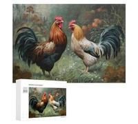 Jigsaw Puzzles for Adults 300 PCS Roosters in A Lush Garden Jigsaws for Adults Fun Games Perfect Decoration Challenging To Complete 300 PCS