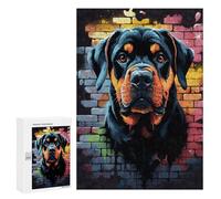 Jigsaw Puzzles for Adults 300 PCS Rottweiler Dog Graffiti Adult Puzzles Brain Teaser Game Presents for Women Gifts for Friends And Family 300 PCS