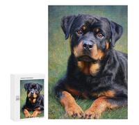 Jigsaw Puzzles for Adults 300 PCS Rottweiler Dog Painting Artwork Puzzles for Teenagers Precision Cutting Difficult And Challenge Birthday And Unique Gifts 300 PCS