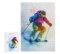 Jigsaw Puzzles for Adults 300 PCS Skier in Colorful Snow Adult Puzzles Brain Teaser Game Presents for Women Gifts for Friends And Family 300 PCS