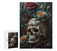 Jigsaw Puzzles for Adults 300 PCS Skull with Crown And Roses Jigsaws for Adults Family Games Stress Reliever Birthday Present, Gifts, 300 PCS