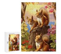 Jigsaw Puzzles for Adults 300 PCS Squirrels in Spring Blossoms Jigsaws for Adults Fun Games Perfect Decoration Challenging To Complete 300 PCS
