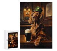 Jigsaw Puzzles for Adults 300 PCS St. Patrick’s Day Irish Setter in A Pub Jigsaw Puzzle Family Game But Fun And Humorous Birthday Present, Gifts, 300 PCS