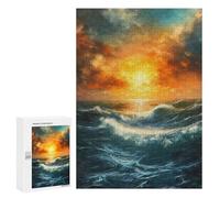 Jigsaw Puzzles for Adults 300 PCS Sunset Water Waves Ocean Adult Jigsaw Puzzle Relax Games Wall Decoration Gifts for Friends And Family 300 PCS