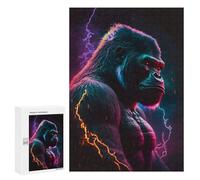 Jigsaw Puzzles for Adults 300 PCS Synthwave Gorilla Adult Jigsaw Puzzle Family Game Presents for Women Birthday Present, Gifts, 300 PCS