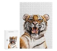 Jigsaw Puzzles for Adults 300 PCS Tiger Selfie Adult Puzzles Brain Teaser Game Presents for Women Gifts for Friends And Family 300 PCS