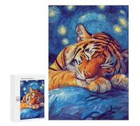 Jigsaw Puzzles for Adults 300 PCS Tiger Sleeping Under Starry Night Jigsaws for Adults Relax Games Presents for Women Gifts for Friends And Family 300 PCS