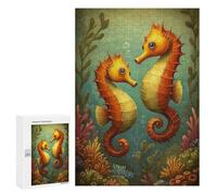 Jigsaw Puzzles for Adults 300 PCS Two Seahorses in Ocean Scene Puzzle for Adults Hands-on Game Wall Decoration Fun Activities at Home 300 PCS