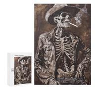 Jigsaw Puzzles for Adults 300 PCS Western Skeleton Smoking -2 Jigsaw Puzzles for Teenagers Improve Memory Train Your Brain And Hands Stress Reduction Gifts 300 PCS