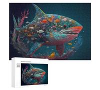 Jigsaw Puzzles for Adults 300 PCS Whale Shark in A Sea of Colorful Fish Jigsaw Relaxing Games Analysis And Logic Unique Birthday And Xmas Gifts 300 PCS
