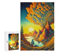 Jigsaw Puzzles for Adults 300 PCS Whimsical Landscape with River And Mountains Jigsaws for Adults Family Games Stress Reliever Birthday Present, Gifts, 300 PCS