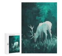 Jigsaw Puzzles for Adults 300 PCS White Deer in Forest Jigsaws for Adults Family Games Stress Reliever Birthday Present, Gifts, 300 PCS