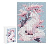 Jigsaw Puzzles for Adults 300 PCS White Kitsune Sakura Tree Jigsaws for Adults Relax Games Presents for Women Gifts for Friends And Family 300 PCS