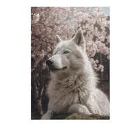 Jigsaw Puzzles for Adults 300 PCS White Wolf Cherry Blossom Jigsaw Puzzle Toy Wall Decor Analysis And Logic Challenging To Complete 300 PCS