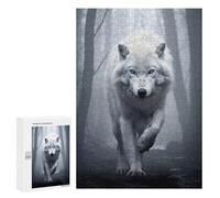 Jigsaw Puzzles for Adults 300 PCS White Wolf in Foggy Forest Puzzle for Adults Hands-on Game Wall Decoration Fun Activities at Home 300 PCS