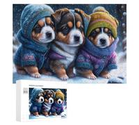 Jigsaw Puzzles for Adults 300 PCS Winter Puppies in Cozy Outfits Puzzle for Adults Relax Games Difficult Hard Gifts for Friends And Family 300 PCS
