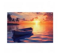Jigsaw Puzzles for Adults 300 Piece Boat Large Puzzle Sunset, Difficult Challenging Family Games for The Whole for Women, Wooden Jigsaws with Gift Box Packaging, Home Room Decor 38x26cm D-453