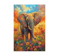 Jigsaw Puzzles for Adults 300 Piece Flower Large Puzzle Elephant, Difficult Challenging Family Games for The Whole for Women, Wooden Jigsaws with Gift Box Packaging, Gifts for Women 38x26cm D-1182