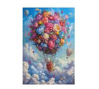 Jigsaw Puzzles for Adults 300 Piece Flower Large Puzzle Hot Air Balloon, Difficult Challenging Family Games for The Whole for Women, Wooden Jigsaws with Gift Box Packaging, Room Decor 38x26cm D-1492