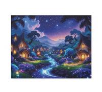 Jigsaw Puzzles for Adults 300 Piece jigsaw puzzles for Adult Educational Game Challenge Toy 300 Pieces Puzzle Challenging Games for The Whole for adults,Purple Cartoon Village puzzle Gifts
