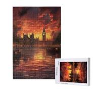 Jigsaw Puzzles for Adults 300 Piece Sunset Jigsaw Puzzles for Adults with Gift Box 40x28 cm, Wooden Puzzle London Challenging Puzzle Games Home Decoration, for The Whole Family,p1343t