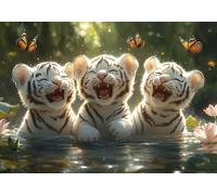 Jigsaw Puzzles for Adults 300 Piece White Tiger Challenge Impossible Premium Sustainable Jigsaws, Exercise the Memory of the Brain Encourage Feelings Between Each Whole for Women/Men Gift 52x38cm F-0